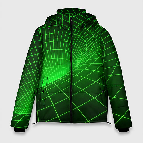 Мужская зимняя куртка Зелёная неоновая чёрная дыра / 3D-Черный – фото 1