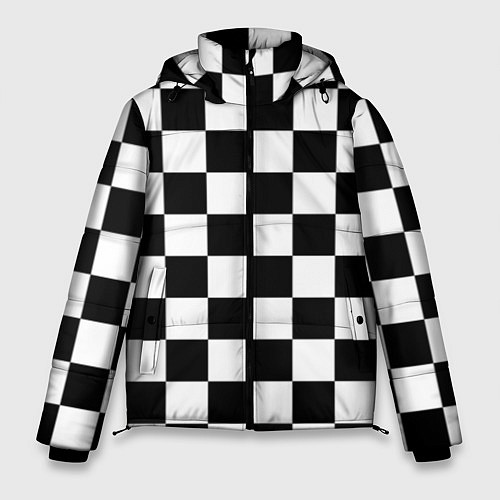 Мужская зимняя куртка Шахматные клетки - текстура / 3D-Черный – фото 1