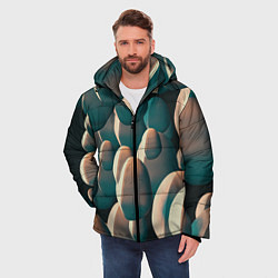 Куртка зимняя мужская Множество абстрактных летающих камней, цвет: 3D-черный — фото 2