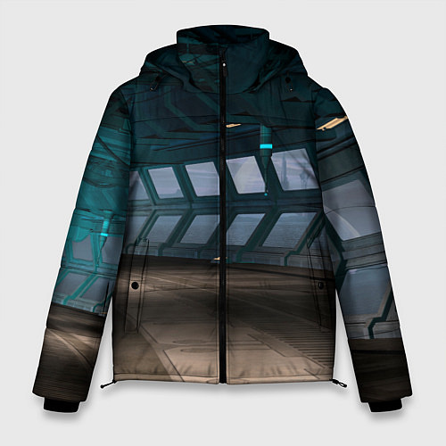 Мужская зимняя куртка Коридор космической станции / 3D-Черный – фото 1