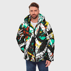 Куртка зимняя мужская Абстракция-взрыв эмоций, цвет: 3D-светло-серый — фото 2
