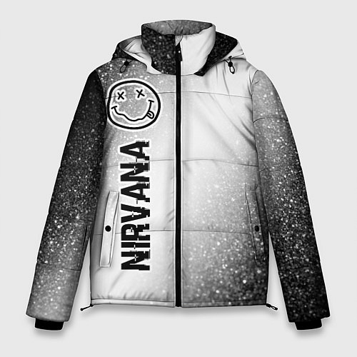 Мужская зимняя куртка Nirvana glitch на светлом фоне: по-вертикали / 3D-Черный – фото 1