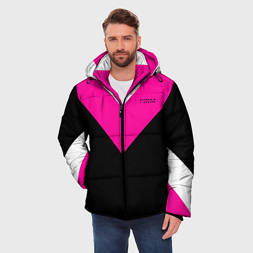 Мужская зимняя куртка FIRM черный с розовой вставкой / 3D-Светло-серый – фото 3