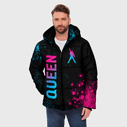 Куртка зимняя мужская Queen - neon gradient: надпись, символ, цвет: 3D-черный — фото 2