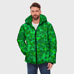 Куртка зимняя мужская Абстрактные зелёные волны - текстура, цвет: 3D-светло-серый — фото 2