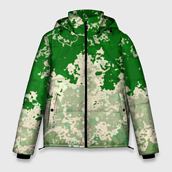 Куртка зимняя мужская Абстракция в зелёных тонах, цвет: 3D-черный