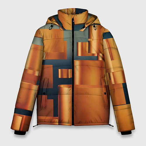 Мужская зимняя куртка Золотые геометрические слитки / 3D-Черный – фото 1