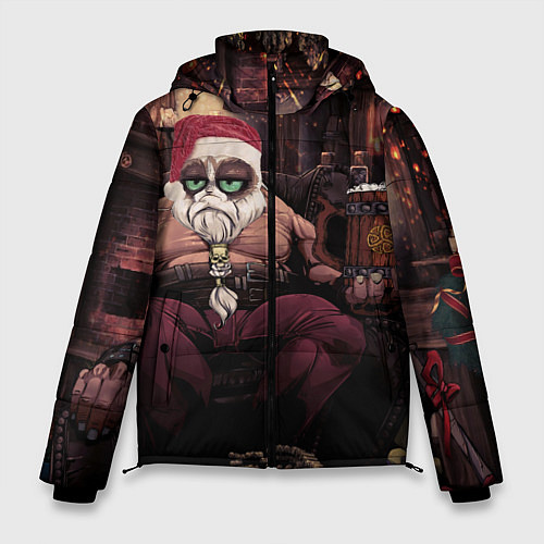 Мужская зимняя куртка Плохой Санта Кот / 3D-Черный – фото 1