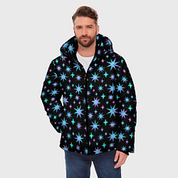 Куртка зимняя мужская Зимние цветные звезды, цвет: 3D-черный — фото 2