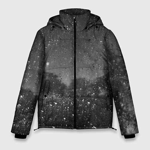 Мужская зимняя куртка Абстрактная тьма и следы белой краски / 3D-Черный – фото 1