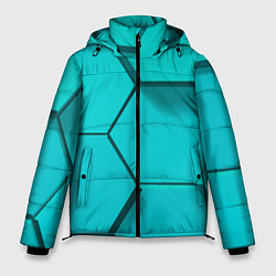 Куртка зимняя мужская Большие бирюзовые соты, цвет: 3D-светло-серый