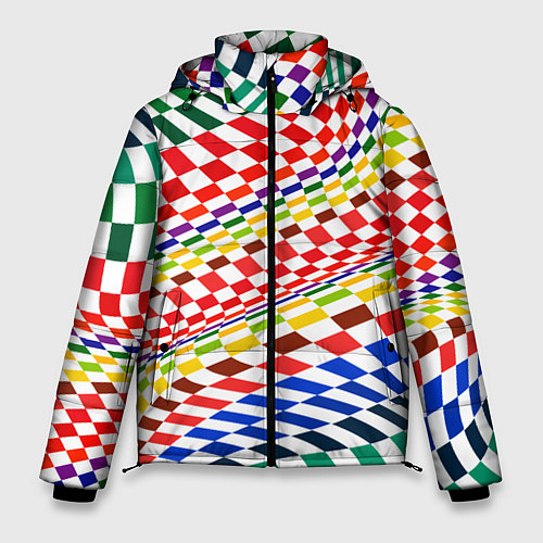 Мужская зимняя куртка Разноцветная оптическая иллюзия / 3D-Черный – фото 1