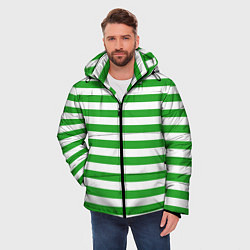 Куртка зимняя мужская Зеленый полосатый новогодний леденец, цвет: 3D-светло-серый — фото 2