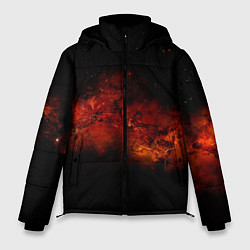 Куртка зимняя мужская Абстрактные взрывы в космосе и красные звёзды, цвет: 3D-черный