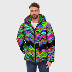 Куртка зимняя мужская Глитч с искривлённым ртом, цвет: 3D-черный — фото 2
