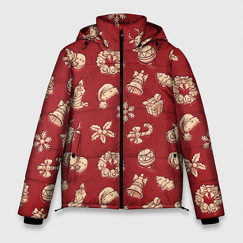Мужская зимняя куртка Новогоднее настроение: красно-молочный / 3D-Черный – фото 1