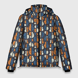 Куртка зимняя мужская Цифры с полоской гранж, цвет: 3D-черный