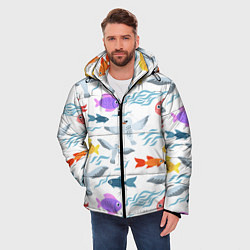 Куртка зимняя мужская Рыбки и чайки, цвет: 3D-светло-серый — фото 2