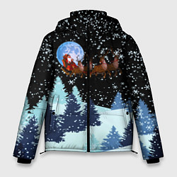 Куртка зимняя мужская Санта на оленях в ночном небе, цвет: 3D-светло-серый