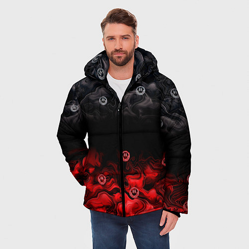 Мужская зимняя куртка Генезис абстракция и смайлы / 3D-Черный – фото 3