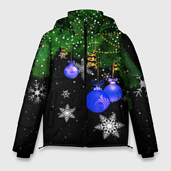 Куртка зимняя мужская Новогодние шарики, цвет: 3D-черный