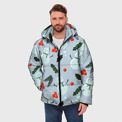Куртка зимняя мужская Снеговики и ягодки, цвет: 3D-черный — фото 2