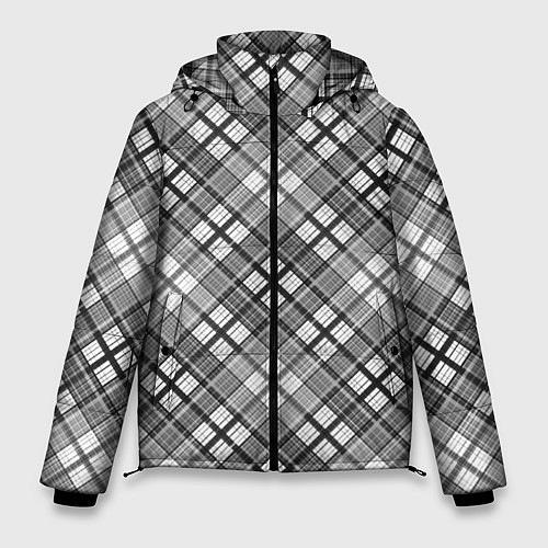 Мужская зимняя куртка Черно белый узор в косую клетку / 3D-Черный – фото 1