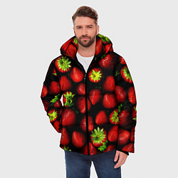 Куртка зимняя мужская Клубничка - ягоды, цвет: 3D-красный — фото 2