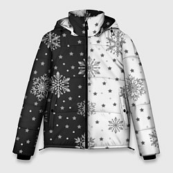Мужская зимняя куртка Рождественские снежинки на черно-белом фоне
