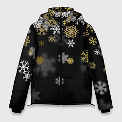 Куртка зимняя мужская Золотые и белые снежинки, цвет: 3D-светло-серый