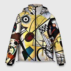 Куртка зимняя мужская Поперечная линия - Василий Кандинский, цвет: 3D-красный