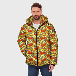 Куртка зимняя мужская Дрозды и свиристели на рябине, цвет: 3D-красный — фото 2