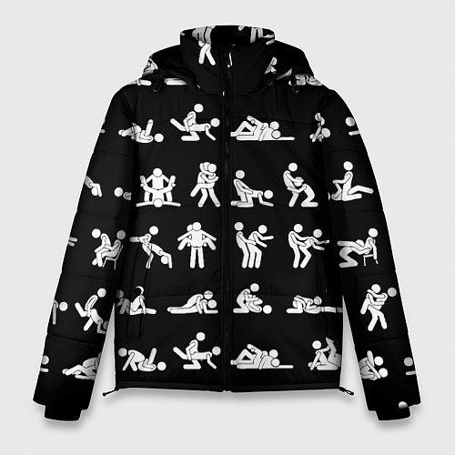 Мужская зимняя куртка Камасутра - позы любви / 3D-Черный – фото 1