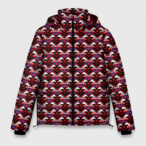 Мужская зимняя куртка Геометрический скандинавский зимний узор / 3D-Черный – фото 1