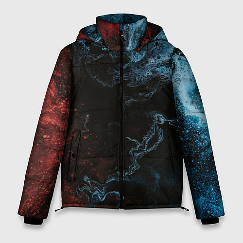 Мужская зимняя куртка Красно синее небо / 3D-Черный – фото 1