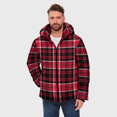 Мужская зимняя куртка Тартан красный / 3D-Светло-серый – фото 3