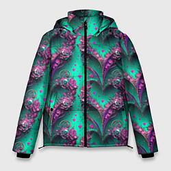 Куртка зимняя мужская Паттерн сердца из цветов, цвет: 3D-светло-серый