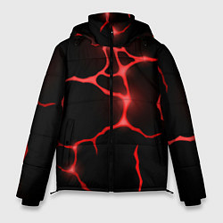 Куртка зимняя мужская Красные неоновые трещины, цвет: 3D-красный