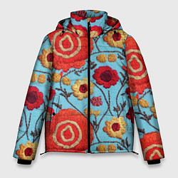 Куртка зимняя мужская Эффект вышивки маки, цвет: 3D-светло-серый
