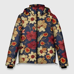 Куртка зимняя мужская Эффект цветочной вышивки, цвет: 3D-красный
