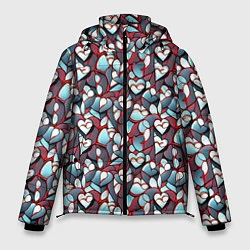 Куртка зимняя мужская Абстрактный паттерн с сердцами, цвет: 3D-черный
