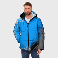 Куртка зимняя мужская Абстрактный пятнистый черно-синий узор, цвет: 3D-светло-серый — фото 2