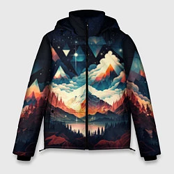 Куртка зимняя мужская Футуризм горы, цвет: 3D-черный