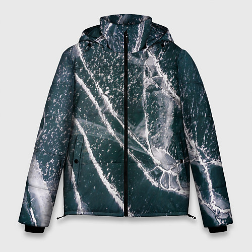 Мужская зимняя куртка Ледяные трещины на замерзшем море / 3D-Черный – фото 1