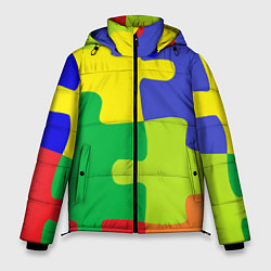 Куртка зимняя мужская Пазлы разноцветные, цвет: 3D-черный
