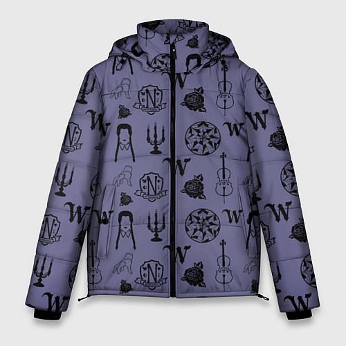 Мужская зимняя куртка Паттерн Уэнсдей / 3D-Черный – фото 1