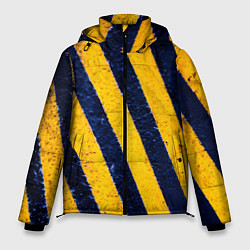 Куртка зимняя мужская Предупреждающие полосы на асфальте, цвет: 3D-светло-серый