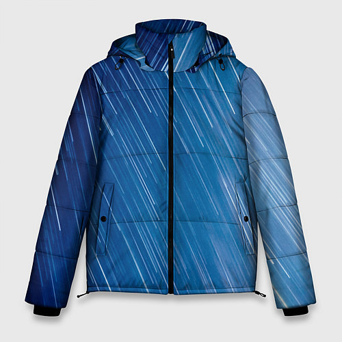 Мужская зимняя куртка Белые полосы на синем фоне / 3D-Черный – фото 1
