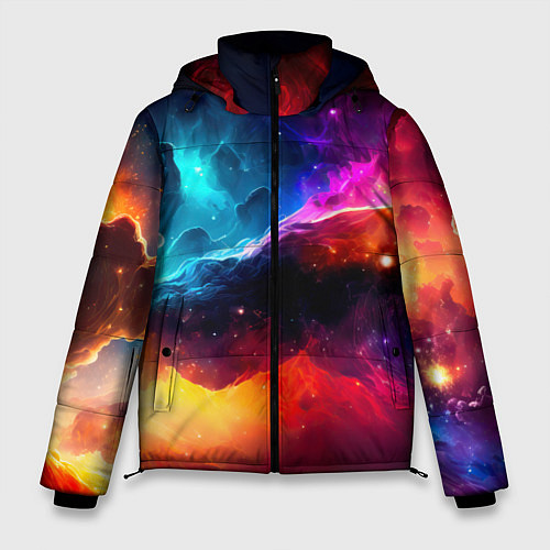 Мужская зимняя куртка Космос, созданный нейросетью / 3D-Черный – фото 1