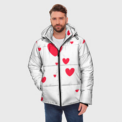 Куртка зимняя мужская Много красных сердец, цвет: 3D-светло-серый — фото 2